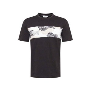 Calvin Klein Tričko  čierna / biela / svetlosivá / béžová