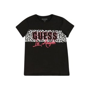 GUESS T-Shirt  čierna / biela / ružová