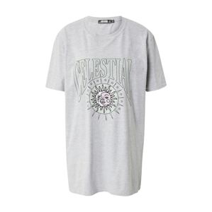 Missguided Oversize tričko  sivá melírovaná / mätová / levanduľová