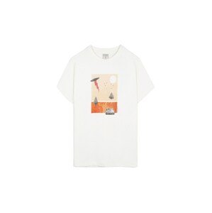 Scalpers T-Shirt  šedobiela / oranžová / sivá