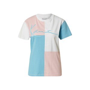 Karl Kani T-Shirt  ružová / svetlomodrá / biela