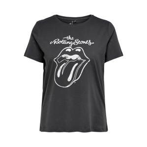 ONLY Carmakoma Tričko 'Rolling Stones'  čierna / biela