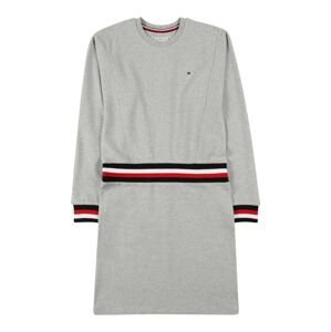 TOMMY HILFIGER Šaty 'Global'  sivá melírovaná / červená / biela / čierna