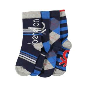 UNITED COLORS OF BENETTON Ponožky  sivá / modrá / červená