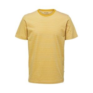 SELECTED HOMME Tričko 'Norman'  zlatá žltá / biela