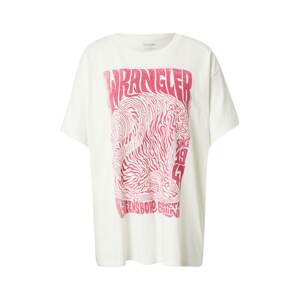 WRANGLER Oversize tričko  šedobiela / ružová