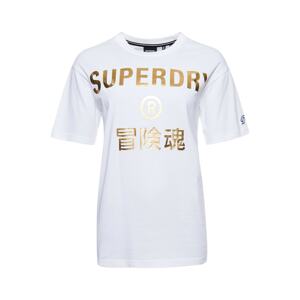 Superdry Tričko  biela / zlatá