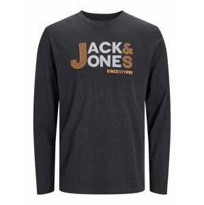 JACK & JONES Tričko  tmavosivá / oranžová / biela
