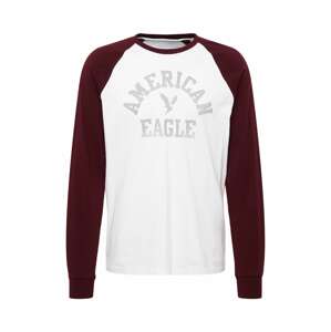 American Eagle Tričko  burgundská / biela / sivá
