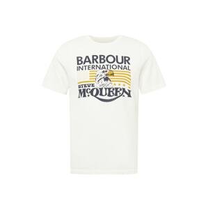 Barbour International Tričko  biela / tmavomodrá / horčicová