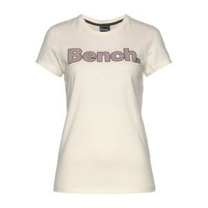 BENCH T-Shirt 'Leora'  šedobiela / púdrová / čierna