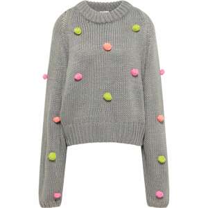 MYMO Oversize sveter  sivá / kiwi / marhuľová / svetloružová
