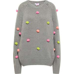 MYMO Oversize sveter  sivá / kiwi / koralová / ružová