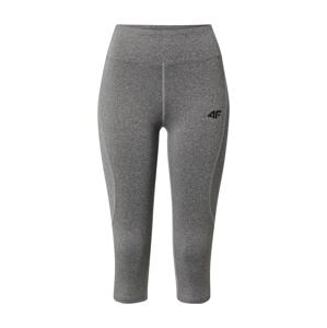 4F Športové nohavice  sivá melírovaná / čierna