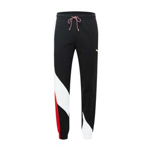 PUMA Športové nohavice  čierna / biela / červená / zlatá