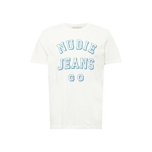 Nudie Jeans Co T-Shirt 'Roy'  biela / nebesky modrá