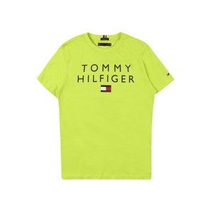 TOMMY HILFIGER T-Shirt  neónovo zelená / biela / ohnivo červená / tmavomodrá