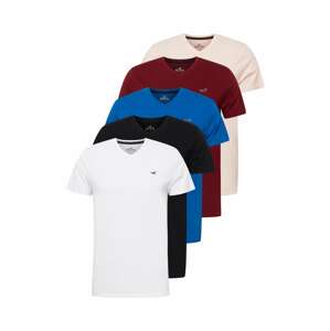 HOLLISTER T-Shirt  biela / modrá / čierna / vínovo červená / béžová