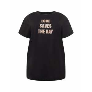 KAFFE CURVE T-Shirt 'Loveday'  čierna / lososová