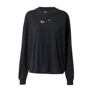 Nike Sportswear Tričko  čierna / zlatá / hnedá