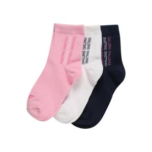 4F Športové ponožky  biela / svetloružová / námornícka modrá / ružová