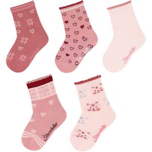 STERNTALER Ponožky  ružová / svetloružová / s ružovými fľakmi / biela