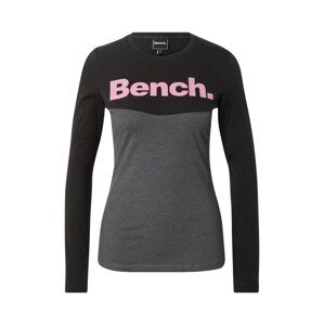 BENCH Tričko 'ERIN'  sivá / čierna / ružová