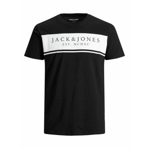 Jack & Jones Plus Tričko 'River'  čierna / biela