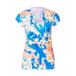 BIDI BADU Funkčné tričko 'Bella 2.0'  biela / kráľovská modrá / neónovo oranžová / limetková