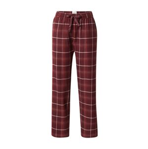 SCHIESSER Pyžamové nohavice  burgundská / pastelovo červená / biela