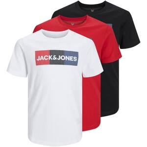 Jack & Jones Junior Tričko  biela / čierna / ohnivo červená / námornícka modrá