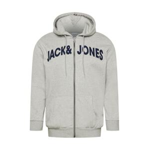 Jack & Jones Plus Tepláková bunda  námornícka modrá / svetlosivá