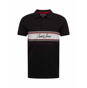JACK & JONES Tričko 'LEO'  čierna / biela / červená