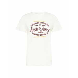JACK & JONES Tričko  biela / šafránová / tmavočervená