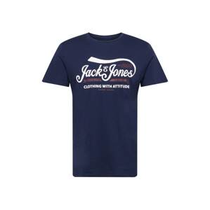 JACK & JONES Tričko  námornícka modrá / biela / burgundská