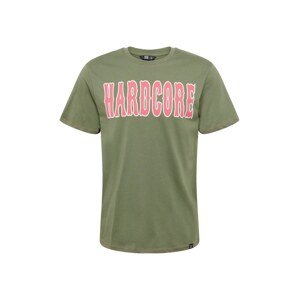 King Kerosin T-Shirt 'Hardcore'  olivová / biela / svetločervená