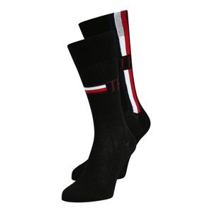 Tommy Hilfiger Underwear Ponožky  čierna / biela / ohnivo červená