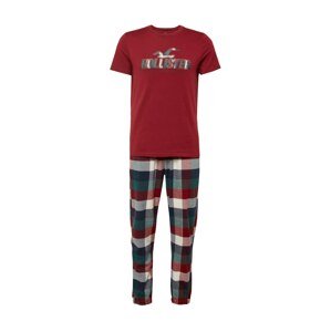 HOLLISTER Dlhé pyžamo  pastelovo červená / smaragdová / biela / tmavomodrá