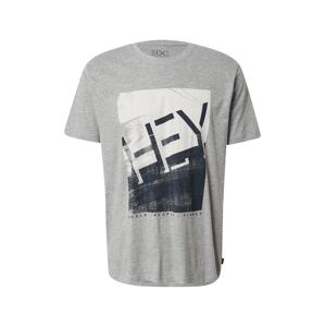EDC BY ESPRIT T-Shirt  sivá melírovaná / biela / tmavomodrá