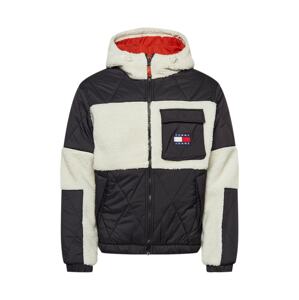 Tommy Jeans Zimná bunda 'Sherpa'  čierna / biela ako vlna / tmavomodrá / červená