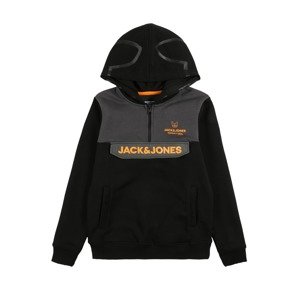 Jack & Jones Junior Mikina 'DOGGO'  tmavosivá / oranžová / čierna
