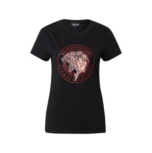 Just Cavalli T-Shirt  čierna / tmavočervená / antracitová / staroružová