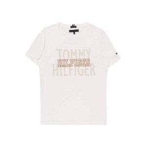 TOMMY HILFIGER Tričko  biela / svetlohnedá / hnedá