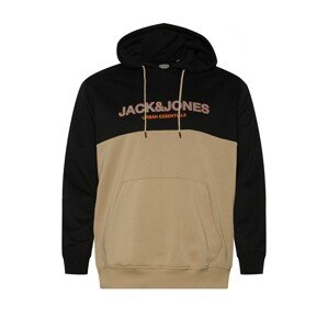 Jack & Jones Plus Mikina  čierna / oranžová / biela / farba ťavej srsti