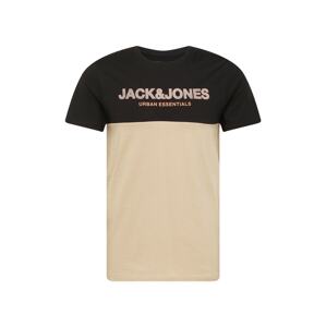 JACK & JONES Tričko  svetlohnedá / čierna / melónová / biela