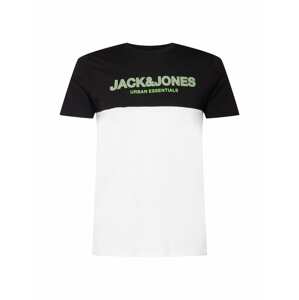 JACK & JONES Tričko  čierna / neónovo zelená / biela