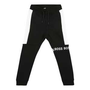 BOSS Kidswear Nohavice  čierna / biela