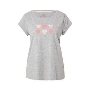 ESPRIT Tričko 'Valentine'  sivá melírovaná / staroružová / svetloružová