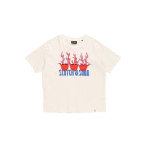 SCOTCH & SODA T-Shirt  šedobiela / azúrová / červená