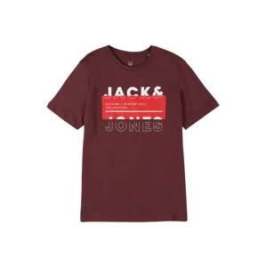 Jack & Jones Junior Tričko 'BOOSTER'  tmavočervená / biela / svetločervená